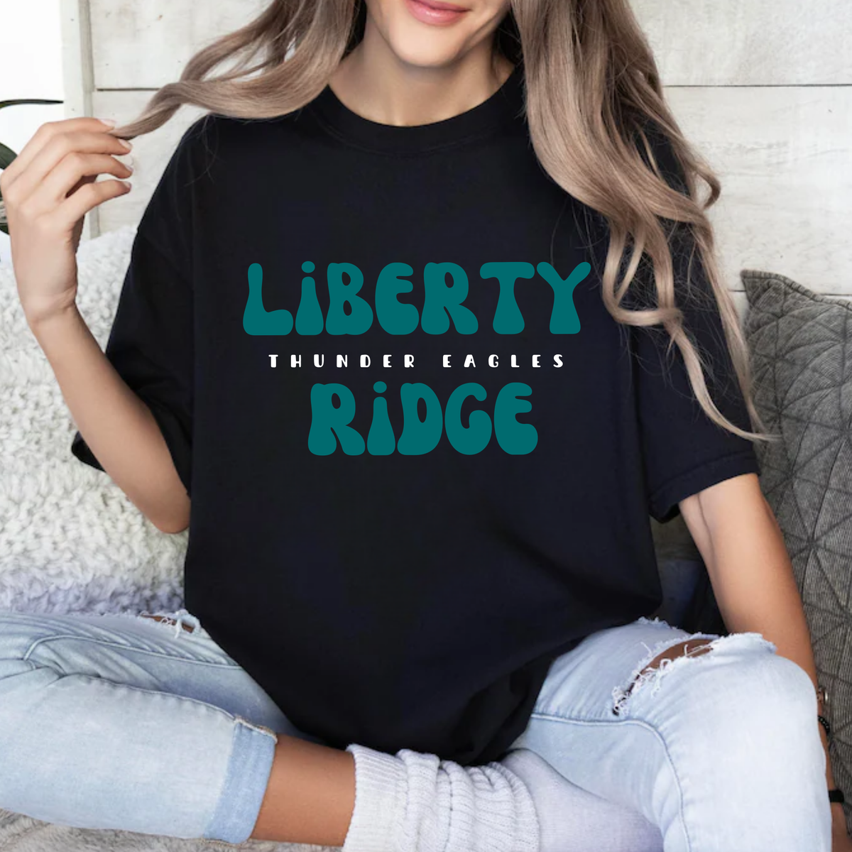 Liberty Ridge Thunder Eagles Retro Tee - Black