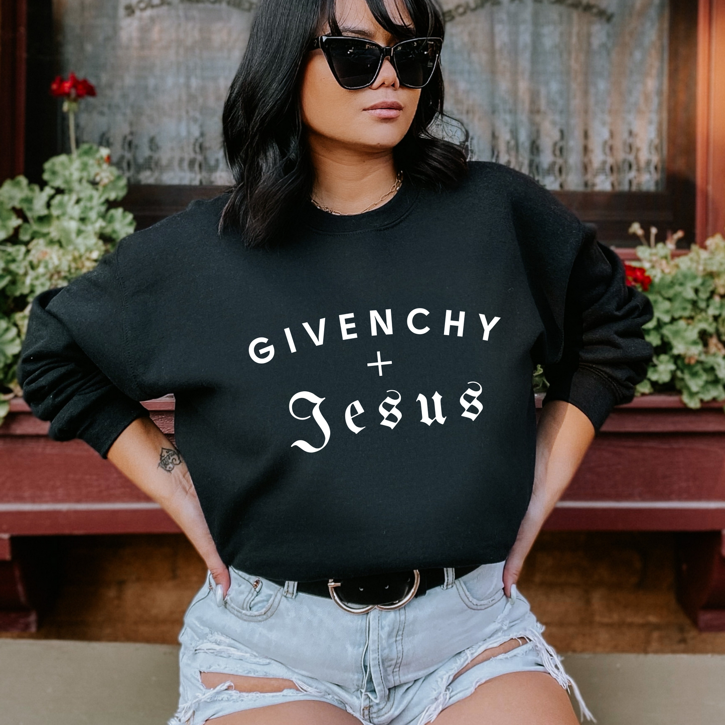 GIVENCHY + JESUS CREWNECK SWEATSHIRT