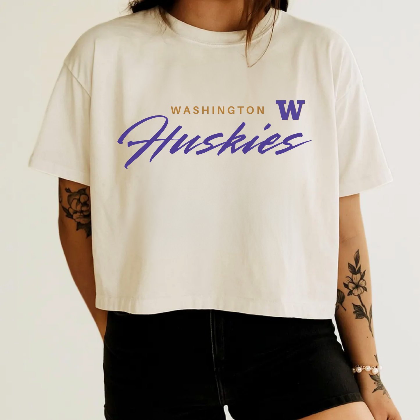 Washington Huskies Retro Long Crop Tee