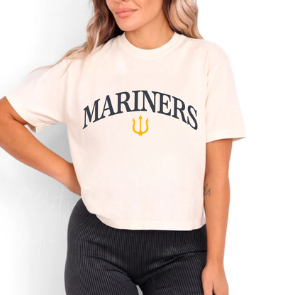 Mariners Long Crop Tee - Black