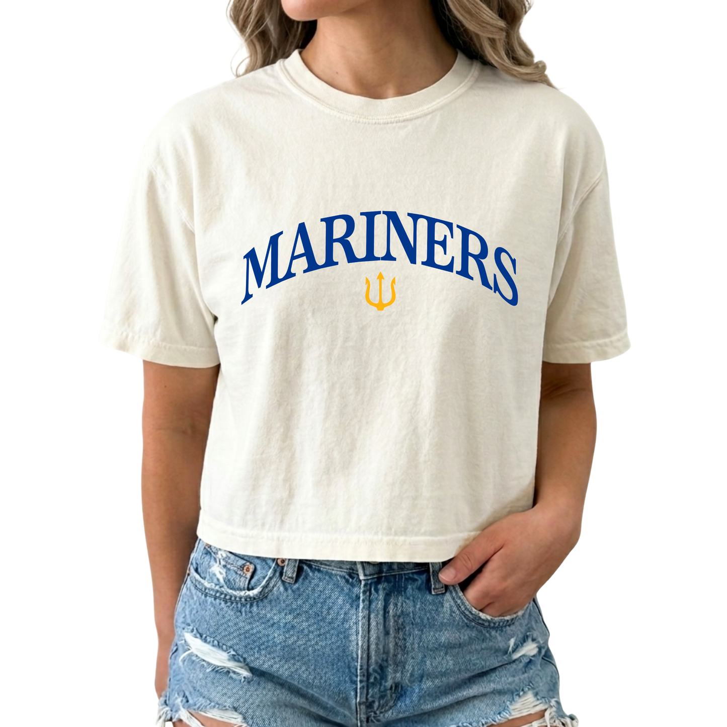 Mariners Long Crop Tee - Blue