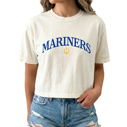 Mariners Long Crop Tee - Blue