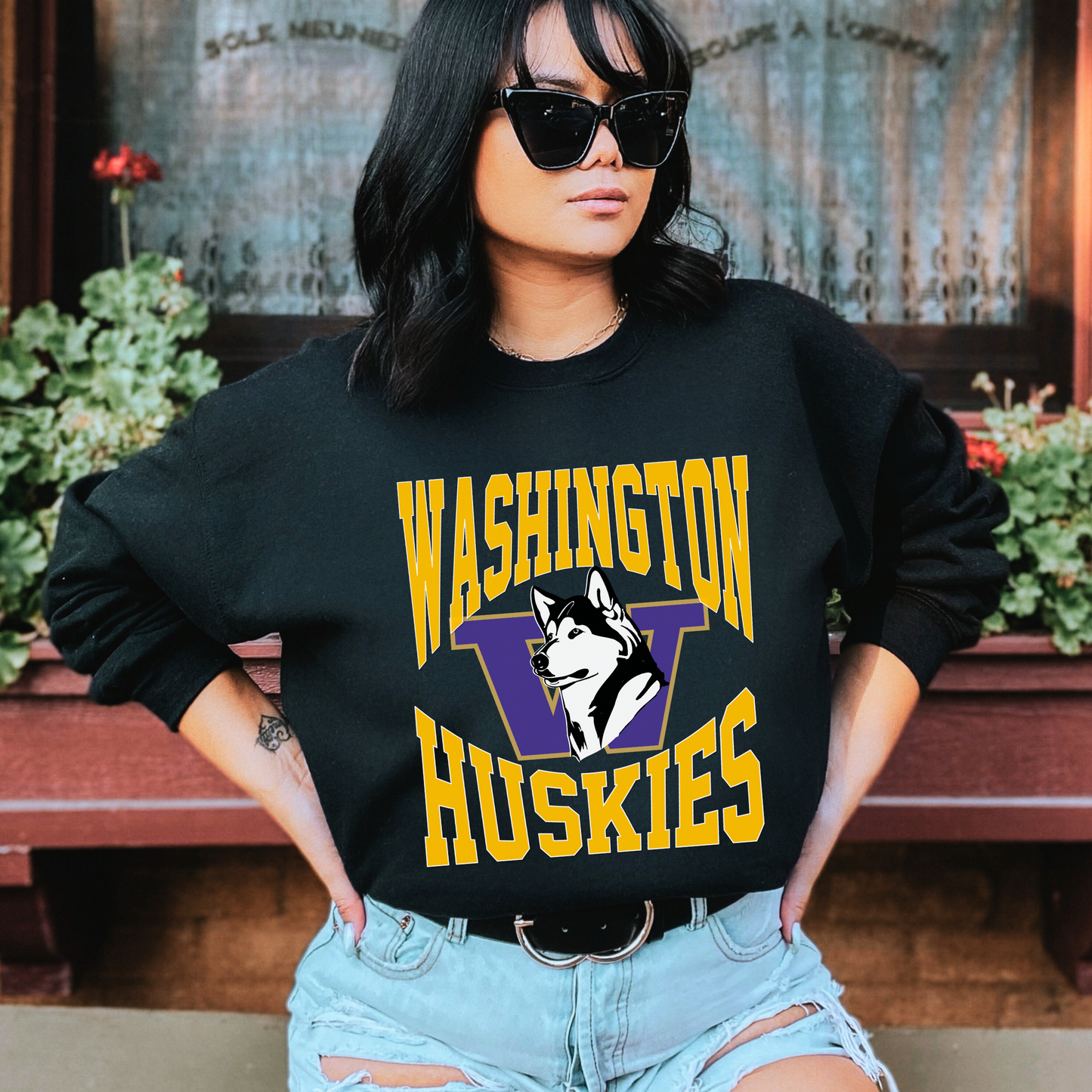Vintage washington huskies top sweatshirt