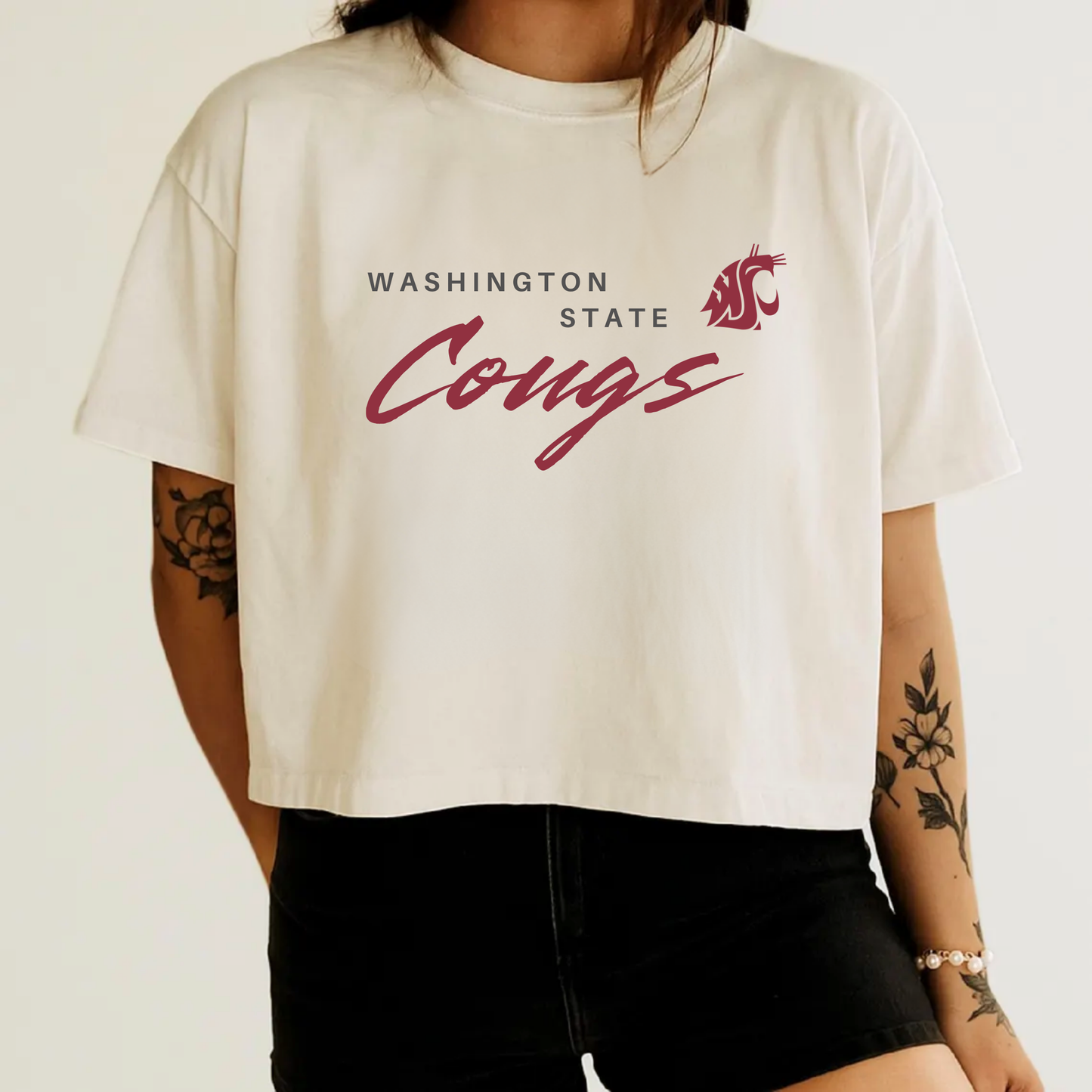Washington State Cougars Retro Long Crop Tee