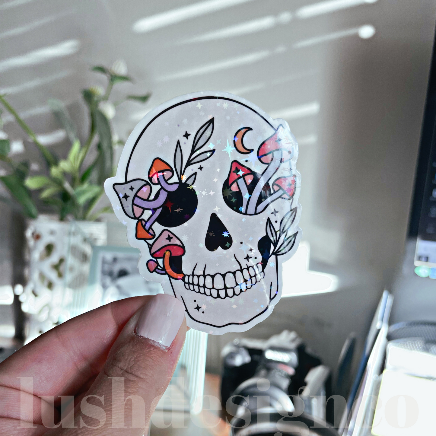 Skeleton Mushroom Die Cut Sticker