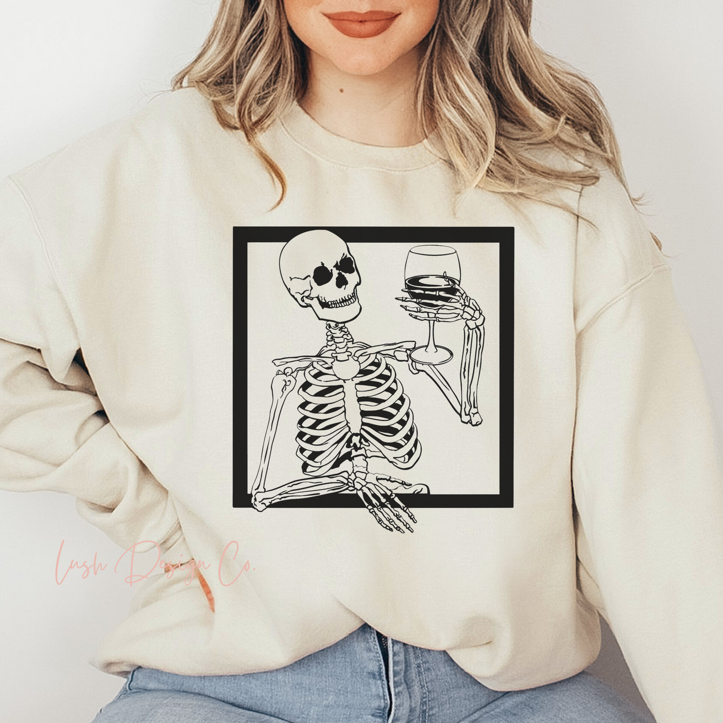 Skeleton Wine O' Clock Crewneck